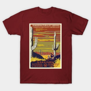 Retro WPA Poster of Sagurao National Park Reimagined for the Future with Climate Change T-Shirt